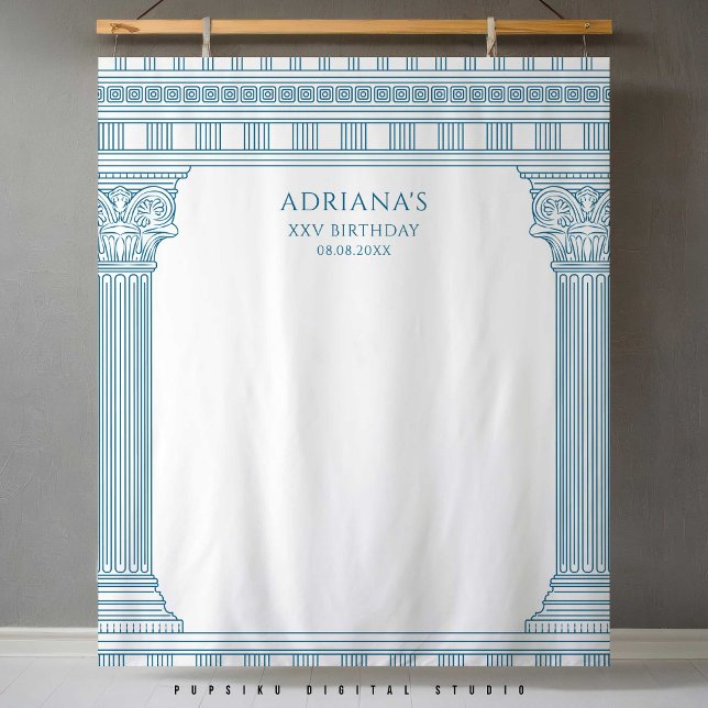 Tenture Élégant Toga Party avec colonnes de temple bleu (Créateur téléchargé)