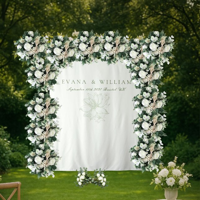 Tenture Elegant White Sage Green Backdrops banner (Créateur téléchargé)