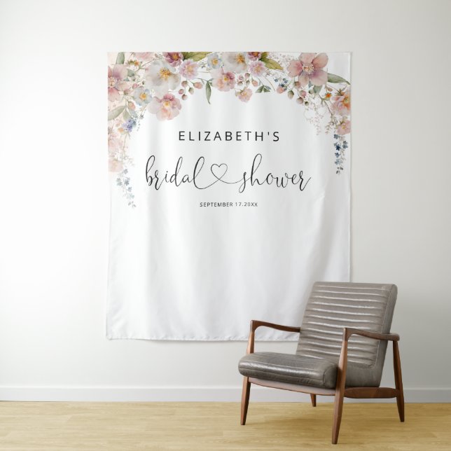 Tenture Elégante aquarelle Fête des mariées florale Tapiss (En situation)