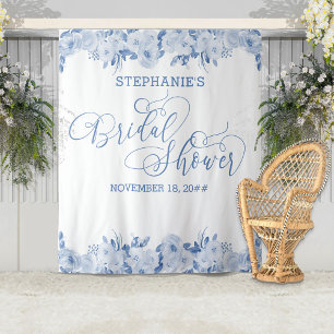 Tenture Élégante calligraphie Dusty BlueFloral Fête des ma