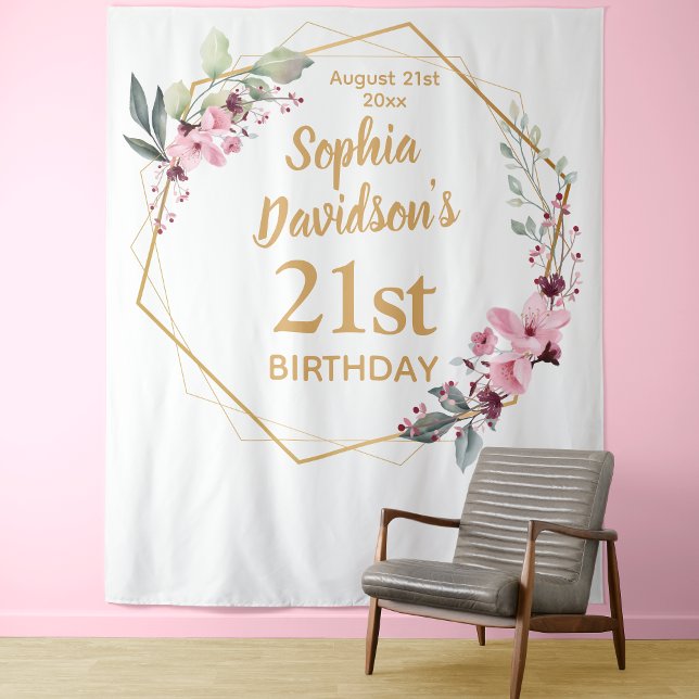 Tenture Elégante floraison de cerises 21e anniversaire Con (Cherry Blossom 21st Birthday Backdrop - Where Elegance Meets Celebration 🌸🎉)