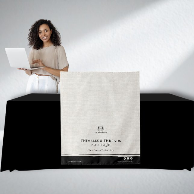 Tenture Élégante nappe en lin noir pour logo d'entreprise  (Créateur téléchargé)