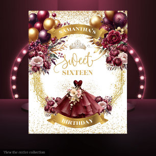 Tenture Elégante robe Bourgogne Sweet sixteen de fond Glam