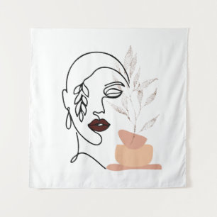 Tenture Elément botanique simple face de beauté féminine l