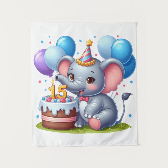 Tenture Élément éléphant 15e anniversaire (Devant)