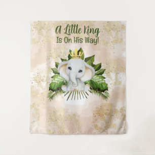 Tenture Elephant Un Petit Roi Est En Chemin Baby shower