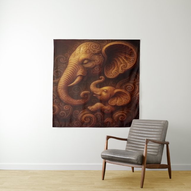 Tenture Éléphants compatissants  (En situation)