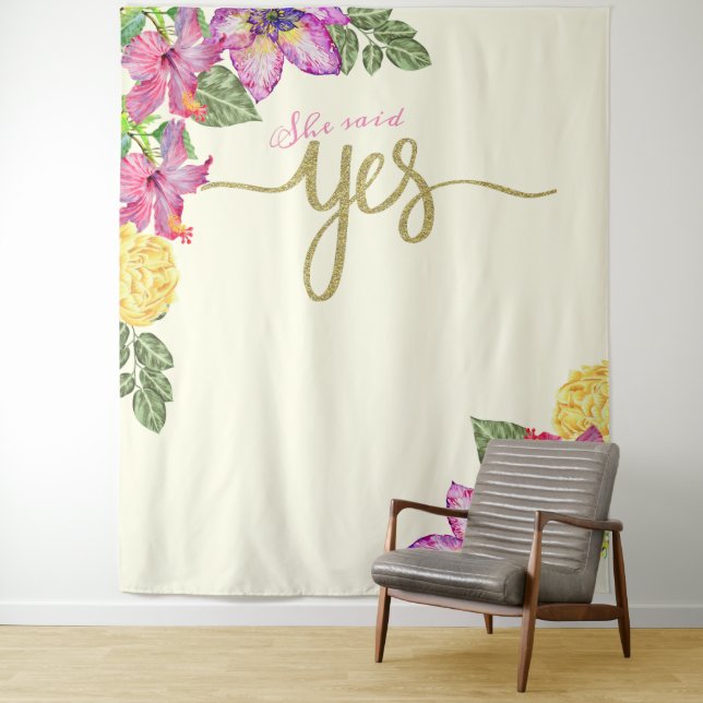 Tenture Elle a dit OUI bannière Booth (En situation)