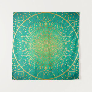 Tenture Emerald Gold Mandala Green