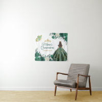 Emerald Green Floral Quinceañera Gold Affiche de b