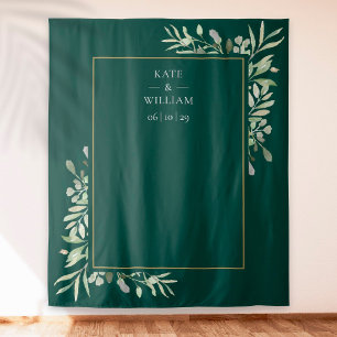 Tenture Emerald Greenery Mariage Photo Booth Backdrop
