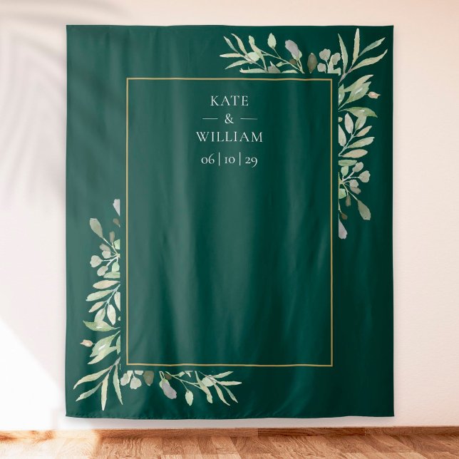 Tenture Emerald Greenery Mariage Photo Booth Backdrop (Emerald Greenery Wedding Photo Booth Backdrop)