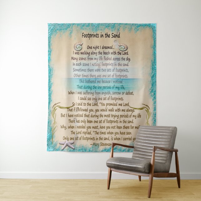 Tenture Empreintes de pas dans le sable (En situation)