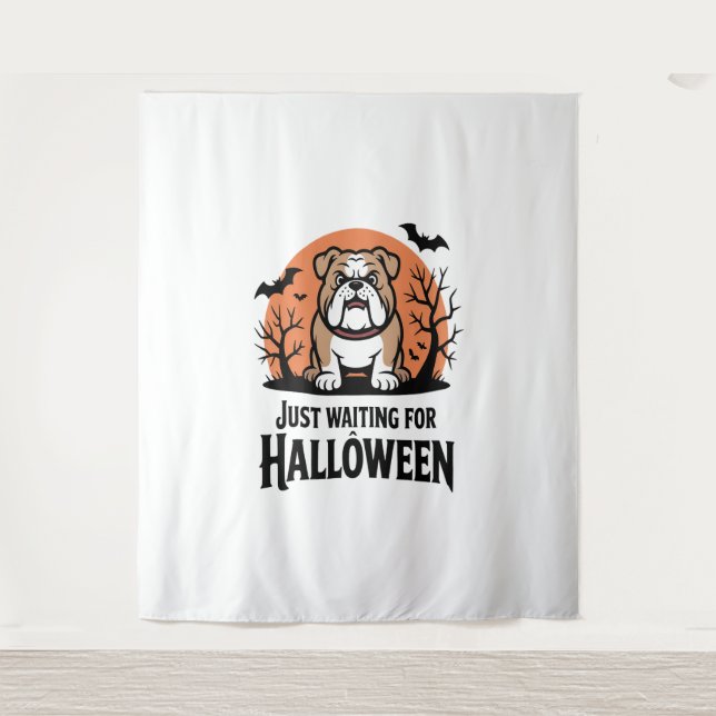 Tenture En attente du chien d'Halloween (Devant)