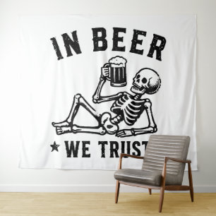 Tenture En bière, nous avons confiance squelette rafraîchi