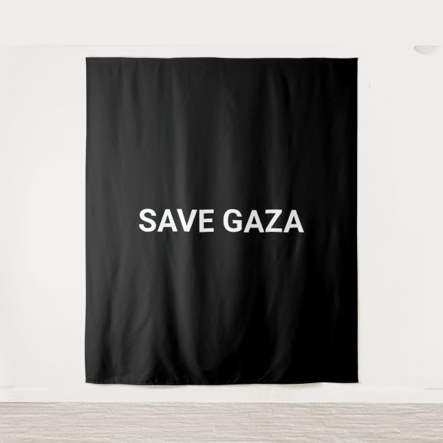 Tenture Enregistrer Gaza noir blanc texte personnalisé min (Devant)
