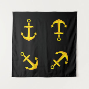 Tenture Ensemble d'ancre de bateau doré de dessin animé