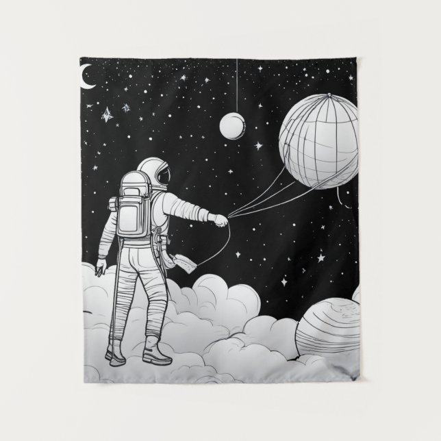 Tenture enture Murale Astronaute Monochrome | Art en Ligne (Devant)