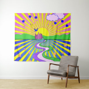 Tenture Été d'amour Psychédélique Soixante-dix Sunburst