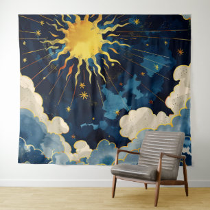 Tenture Étoiles célestes et nuages bleus modernes