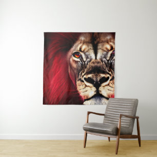 Tenture Étonnant Lion mâle sauvage de fleur