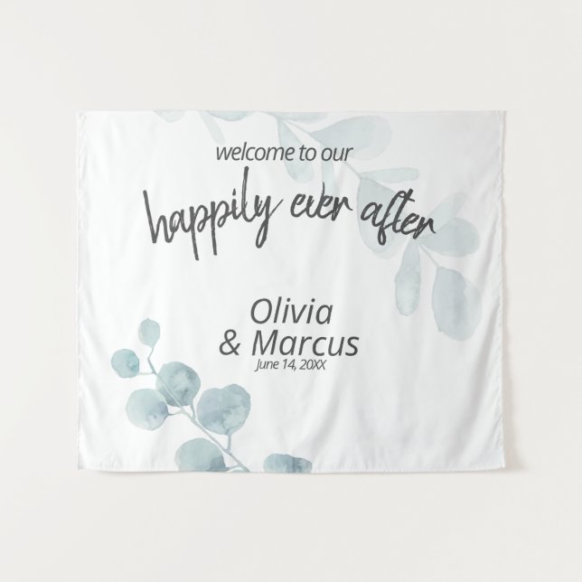 Tenture Eucalyptus bleu Dusty Mariage Prop (Devant (Horizontal))
