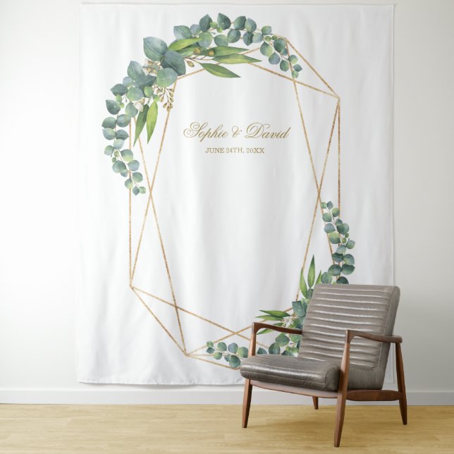 Tenture Eucalyptus Bloom Gold Frame Mariage Prop (En situation)