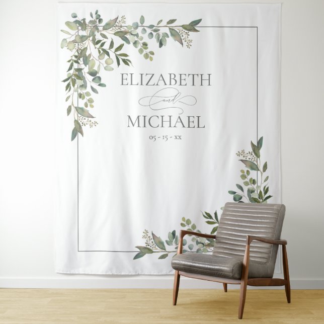 Tenture Eucalyptus Botanique Sage Green Mariage Photo (En situation)