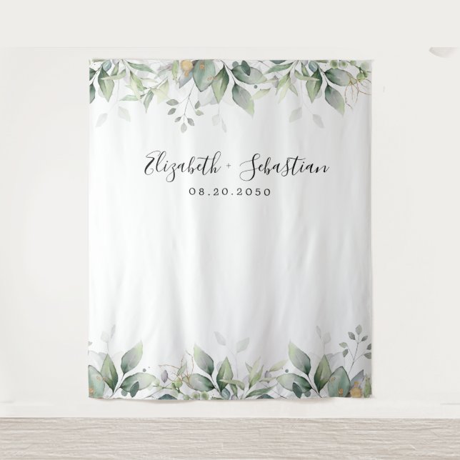 Tenture Eucalyptus Feuilles de verdure Mariage Arrière-pla (Devant)