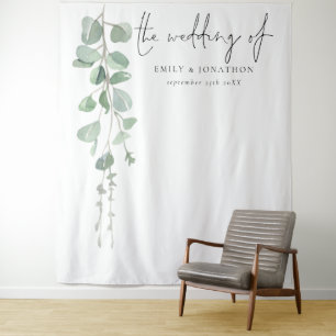 Tenture Eucalyptus Noms Date Mariage Photo Arrière - plan