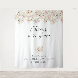 Tenture Eucalyptus rose floral 75e anniversaire fond