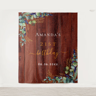 Tenture Eucalyptus verdoyant de naissance bois brun rustiq