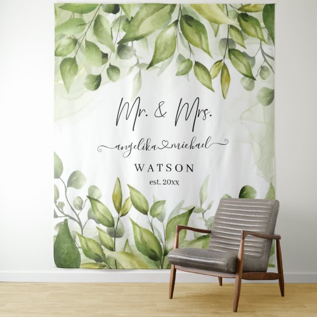 Tenture Eucalyptus Verdure Blush Moderne Tendance Script M (En situation)