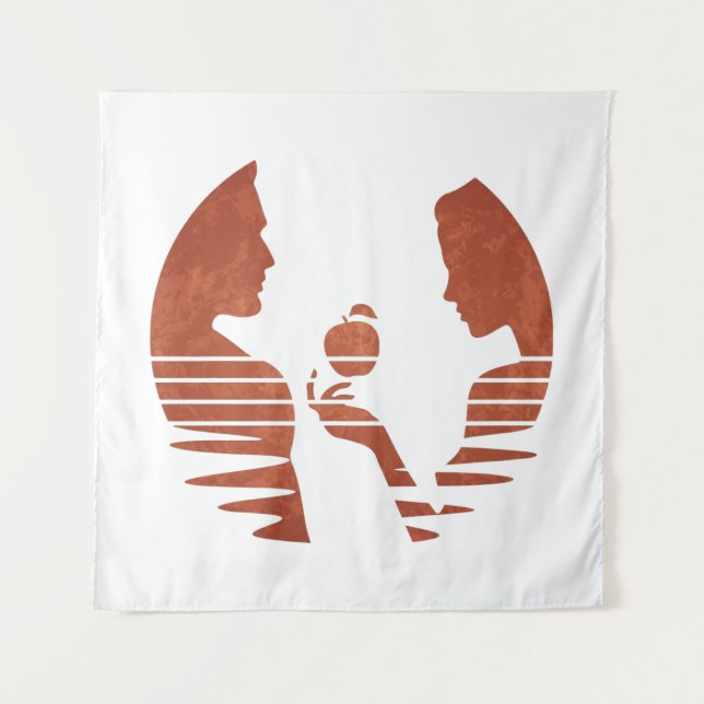 Tenture Ève tend une pomme à Adam, Version Grunge 3/3 (Devant)