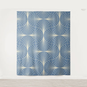 Tenture Éventails géométriques Art Déco en gris-bleu 