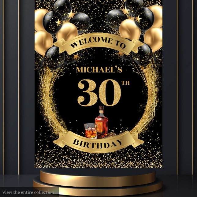 Tenture Fabulous 30th Man Birthday Whiskey Birthday Banner (Fabulous 30th Man Birthday Whiskey Birthday Banner Tapestry)
