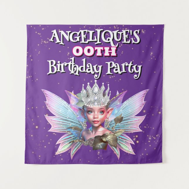 Tenture Fairy princess purple decorations girls birthday (Devant)