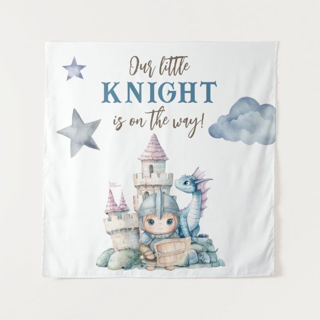 Tenture Fairytale Dragon Bleu Baby shower Chevalier Contex (Devant (Horizontal))