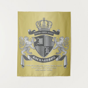 Tenture Faites votre propre blason d'armoiries d'or Lion g
