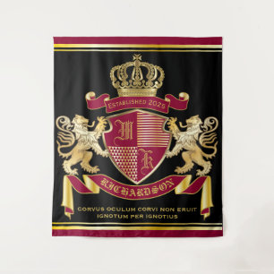 Tenture Faites votre propre blason d'armoiries d'or rouge