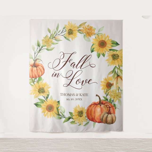 Tenture Fall in Love Sunflowers & bannière mariage Citroui (Devant)