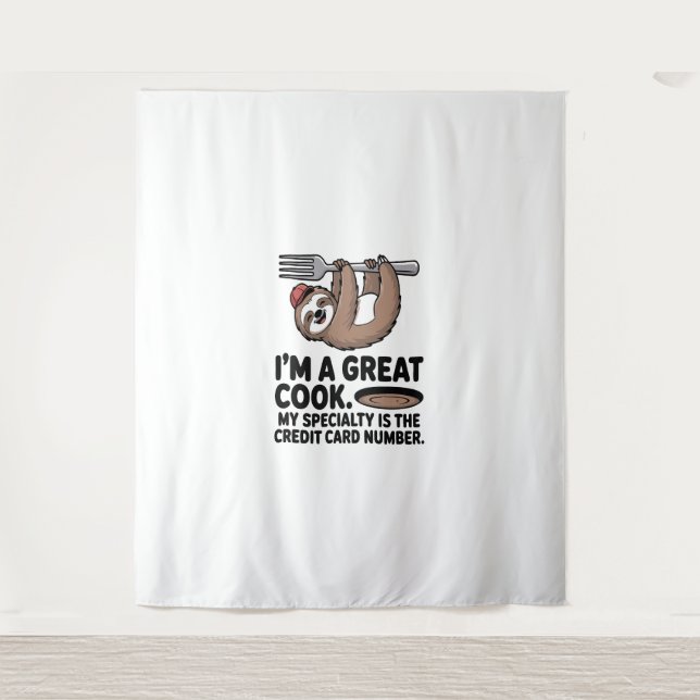 Tenture Fantaisie Cuisinière suspendue sur une fourche (Devant)