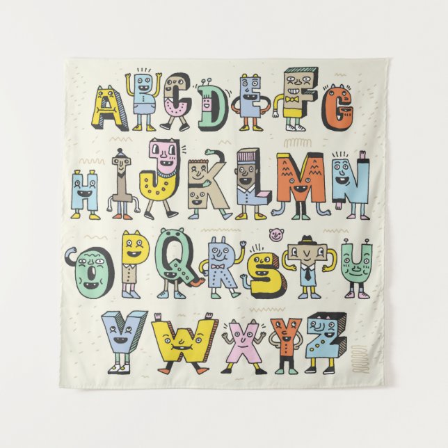 Tenture Fantastique Alphabet Drôle. Wacky Doodle Letters D (Devant)