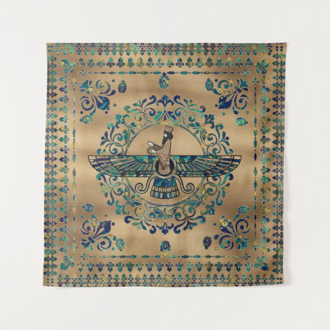 Tenture Farohar - Faravahar - Marbre et or de Fravashi (Devant)