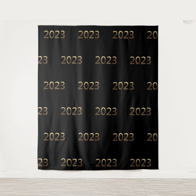 Tenture Faux Gold du Nouvel An 2023 Black Backdrop (Devant)