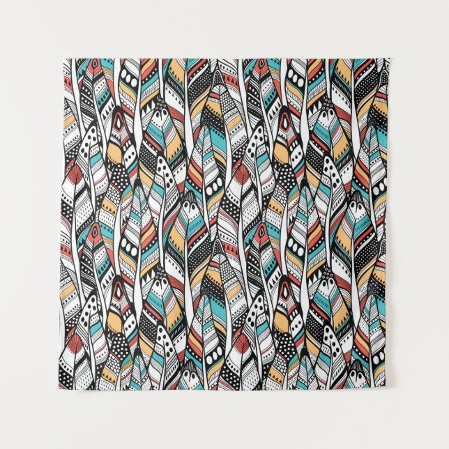 Tenture Feather seamless pattern (Devant)
