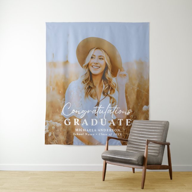 Tenture Félicitations à la fête des diplômés en photo (En situation)