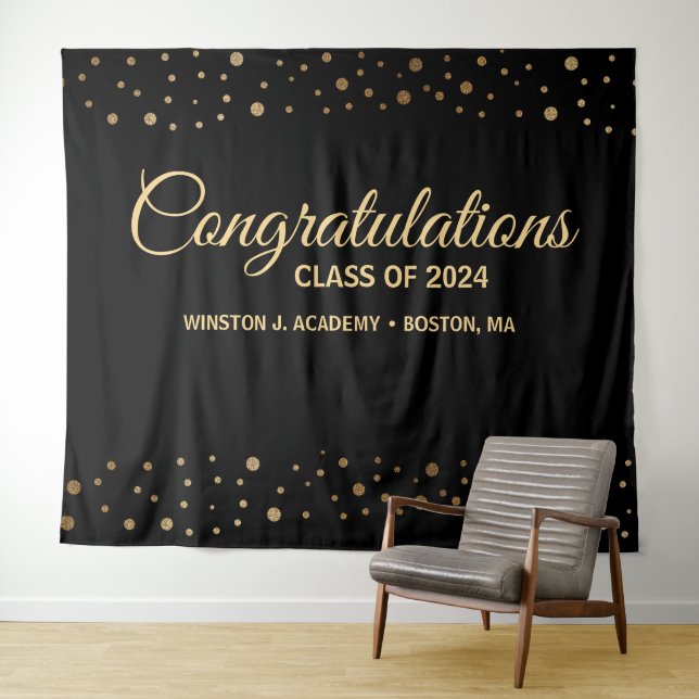 Tenture Félicitations Classe de graduation de fond 2024 (En situation (horizontale))