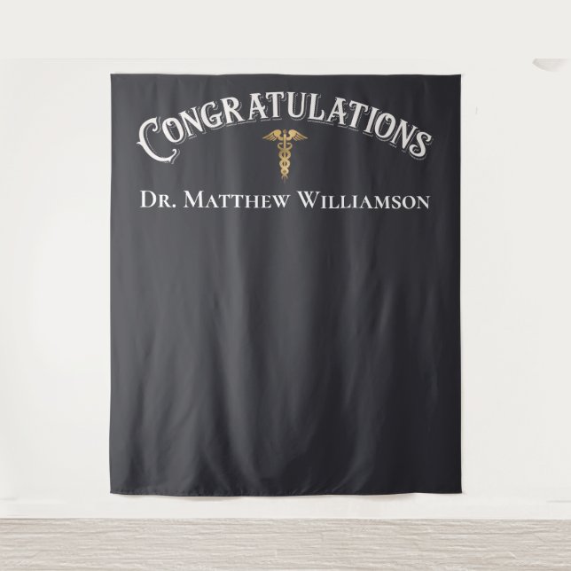Tenture Félicitations Elégant Docteur Médicale Graduation (Devant)
