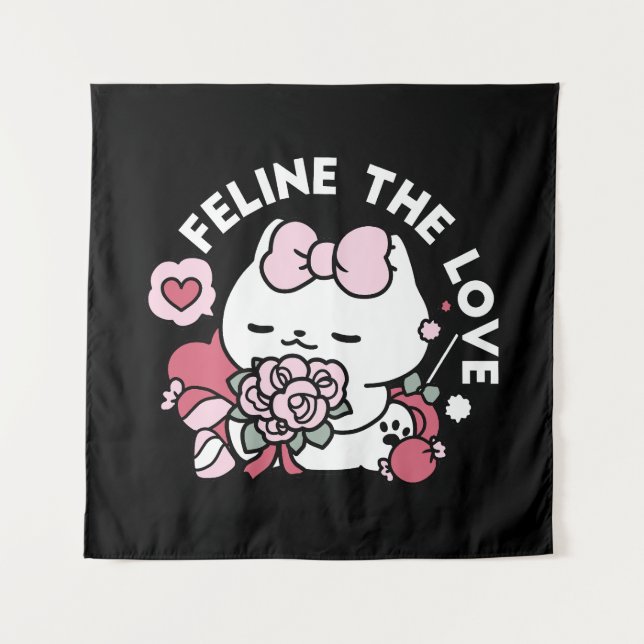 Tenture Feline the Love - Design de chat de la belle Valen (Devant)